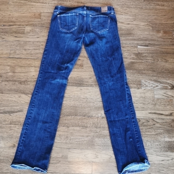 𝅺American Eagle Jeans Straight Leg Stretch 2 Long Tall - Picture 3 of 8